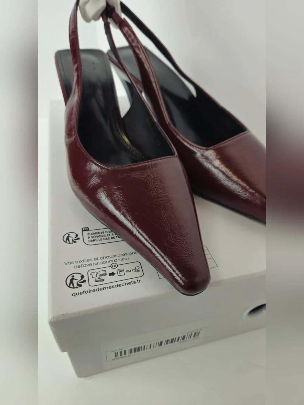 Women's Burgundy Slingback Kitten Heel Pumps - Picture 8 of 11